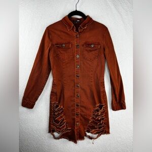 Fashion nova women’s large ripped denim dress top